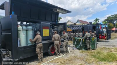 Brimob Gorontalo Simulasikan Water Treatment Hadapi Krisis Air Saat Bencana
